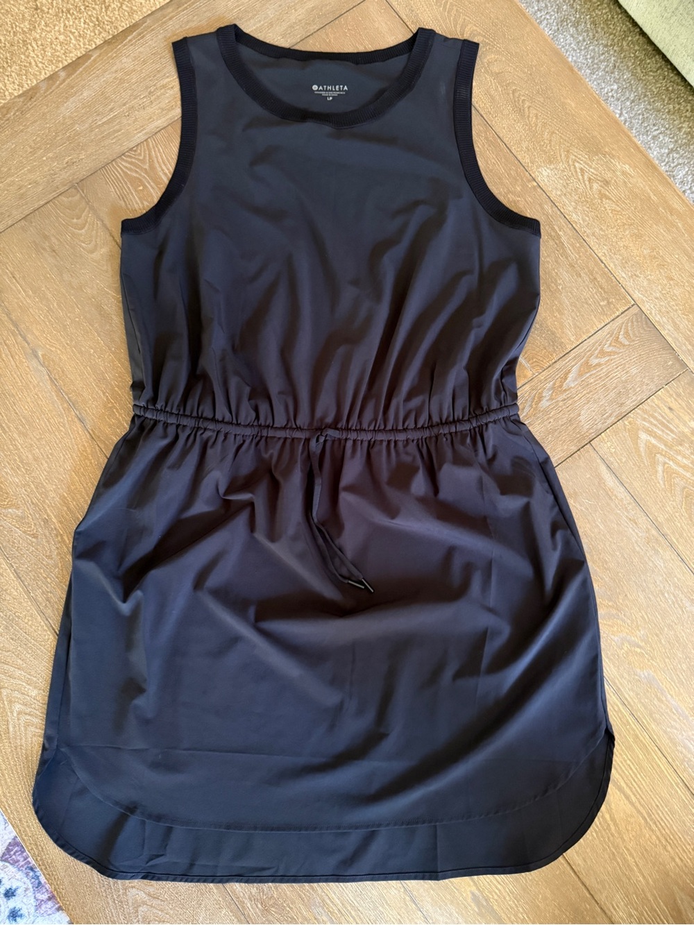 Athleta Rincon Dress Black Large Petite LP Featherweight Stretch Travel